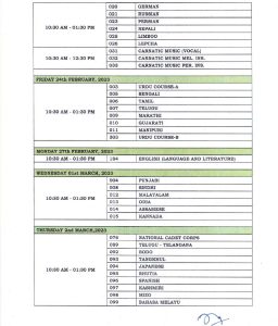 CBSE 10th Class Schedule 2023