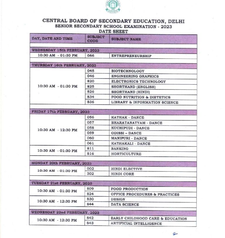 CBSE 12th Compartment Date Sheet 2024 Download CBSE Plus Two Exams Schedule 2024 PDF CBSE