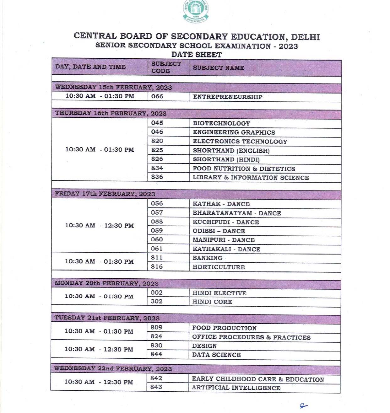 Class 10th 2024 Date Sheet Cbse Image To U