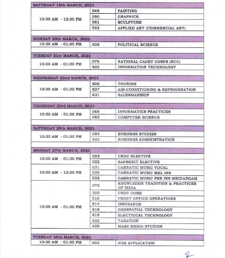 CBSE 12th Compartment Date Sheet 2024 Download CBSE Plus Two Exams